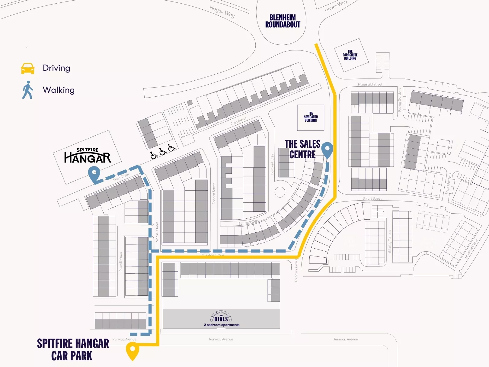 Directions to Spitfire Hangar Car Park at Brabazon