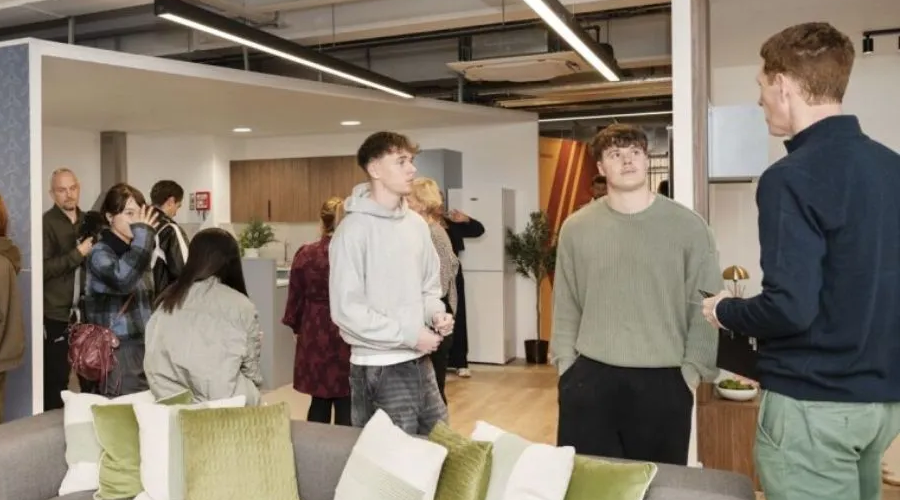 Students and representatives from YTL Developments at The Propeller Quarter Student Show Flat launch event at Brabazon