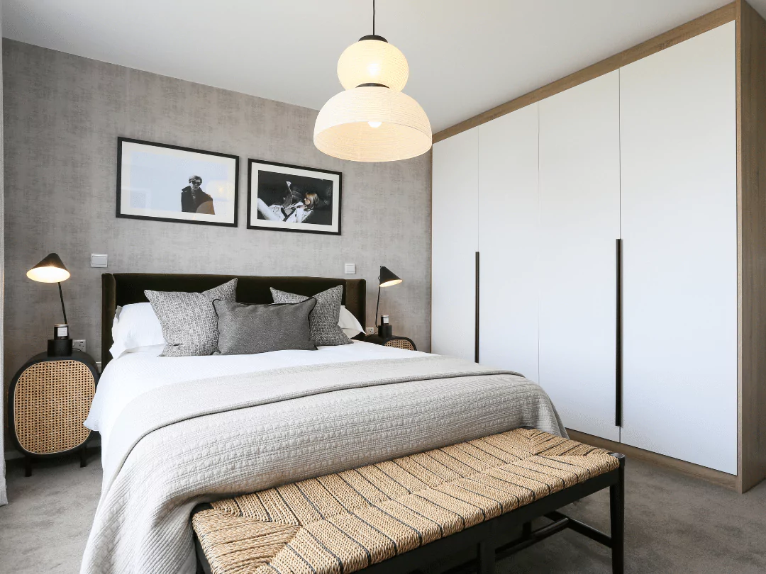 Principal bedroom showcasing a built-in wardrobe, adding functionality and style to the space.